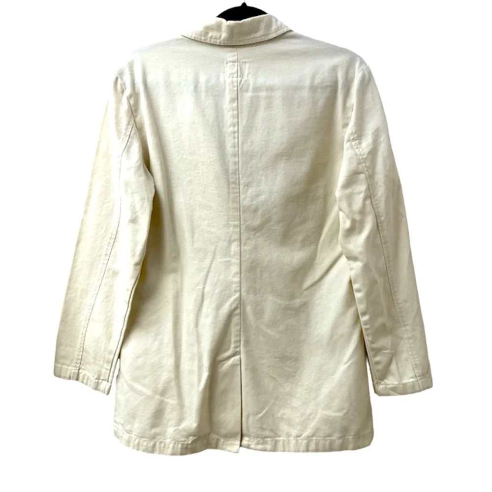 CURVE APPEAL Cream Cotton Soft Denim-Like Jacket Women’s Size Small - Picture 7 of 8